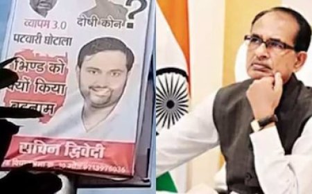 पटवारी भर्ती परीक्षा में घोटाले का दोषी कौन? पोस्टर लगाकर मांगा CM शिवराज से जवाब