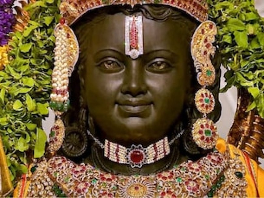 नयनाभिराम हैं रामलला की मूरत: सोने का मुकुट, कौस्तुभ मणि-वैजयंती माला से सजी मनमोहक छवि