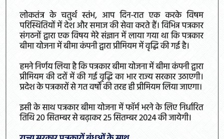 पत्रकार बीमा योजना में बढ़े हुए प्रीमियम का भार राज्य सरकार उठाएगी : मुख्यमंत्री डॉ. यादव