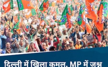 दिल्ली की सत्ता से AAP बाहर, 27 साल बाद फिर खिला कमल, MP में BJP ने मनाया जमकर जश्न