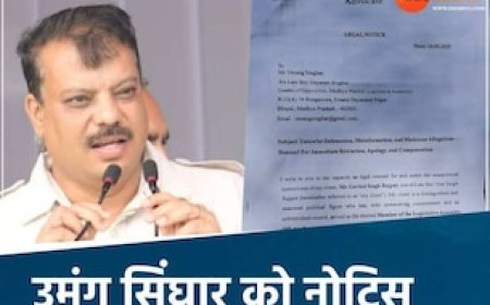 CM मोहन के मंत्री ने उमंग सिंघार को भेजा 20 करोड़ का मानहानि नोटिस, 15 दिन में मांगा जवाब