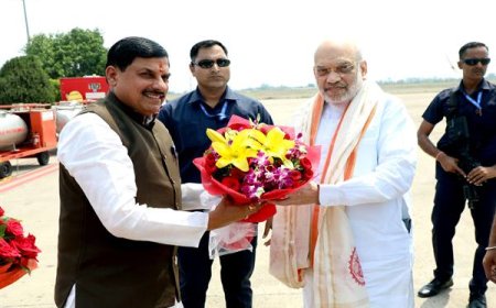 केंद्रीय गृह मंत्री श्री अमित शाह का मुख्यमंत्री डॉ. यादव ने किया आत्मीय स्वागत