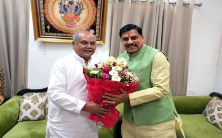 मुख्यमंत्री डॉ. यादव ने विधानसभा अध्यक्ष श्री तोमर से की सौजन्य भेंट