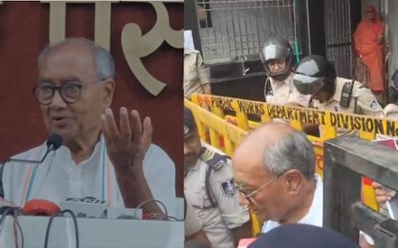 शीतला माता मार्केट में बढ़ते सांप्रदायिकता के बीच इंदौर पहुंचे दिग्विजय सिंह, पुलिस ने रास्ते में ही रोका