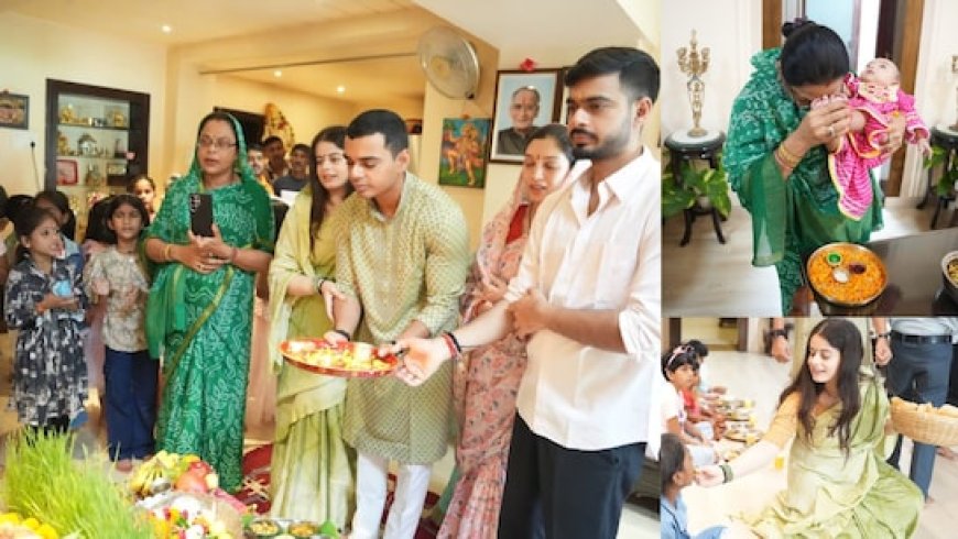 मामा' के घर कन्‍या पूजन, शिवराज की बहुओं ने अपने हाथों से खिलाया खाना, पत्‍नी ने माथे से लगाए चरण, तस्‍वीरें