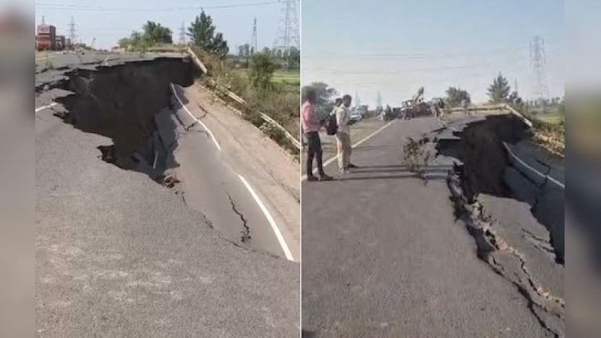 20 फीट गहरे गड्ढे में तब्दील हुई सड़क; रेलवे ट्रैक के पास हुआ हादसा