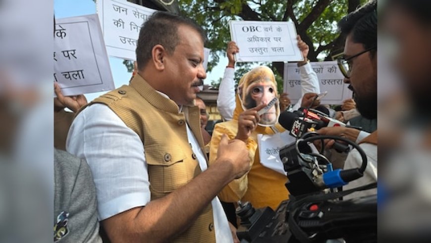 MP विधानसभा में 'बंदर लीला': कांग्रेस विधायक उस्तरा लेकर पहुंचे, बोले- सरकार चला रही हर वर्ग पर 'कटार'