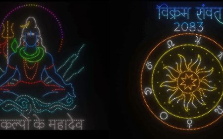 गुड़ी पड़वा पर विक्रमोत्सव 2026 के अंतर्गत 1500 ड्रोन से सजा उज्जैन का आकाश। आसमान में दिखा संस्कृति और तकनीक के अद्भुत संगम का कॉन्सेप्ट