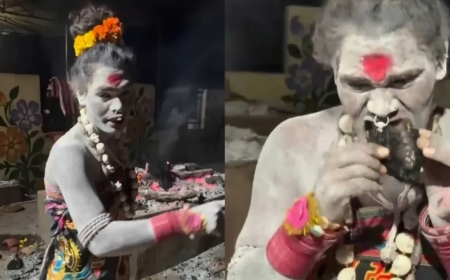 किन्नर अघोरी ने जलती चिता से शव का मांस निकालकर खाया, इंस्टाग्राम पर शेयर किया वीडियो, महामंडलेश्वर ने जताई आपत्ति